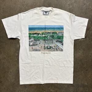 Vintage Lee Popponesset T-Shirt Medium USA Made Martha McElroy Art Cape Cod
